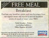 coupon for free breakfast